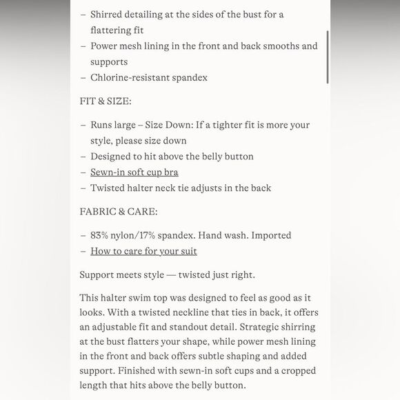 Land's End plus size High Neck halter bikini top with braided tie detail size 14 - Picture 4 of 4